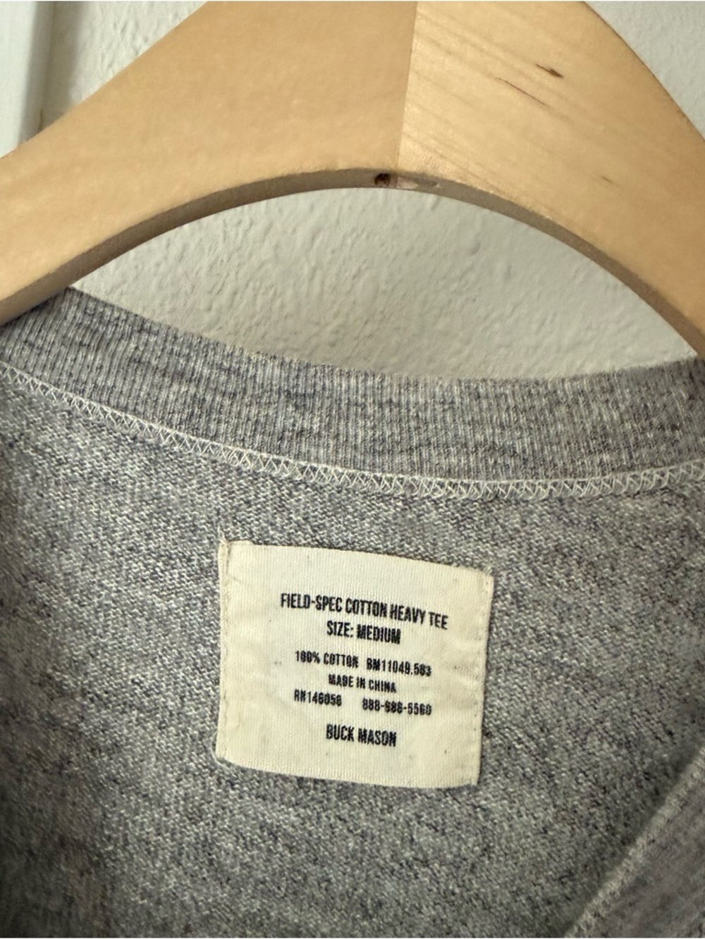 BUCK MASON heather grey cotton field-spec heavy boxy crew neck tee t-shirt - Picture 5 of 8